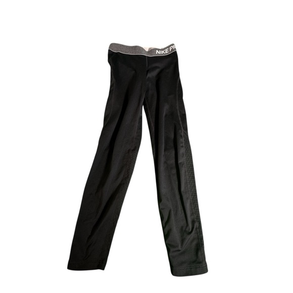 Nike Pro Girls Youth Compression Pants Black Size Large Dri-Fit Training Tights - Picture 1 of 11